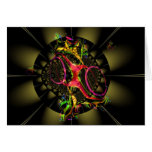 Chocolate Brown with Rainbow Fractal Art Design cards