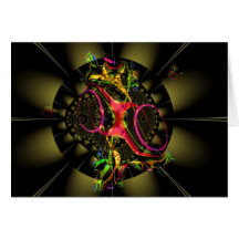 Chocolate Brown with Rainbow Fractal Art Design Greeting Card