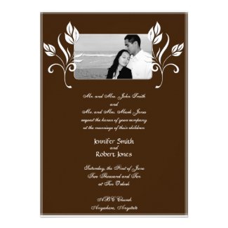 Chocolate Brown with White Floral Accents Invitation