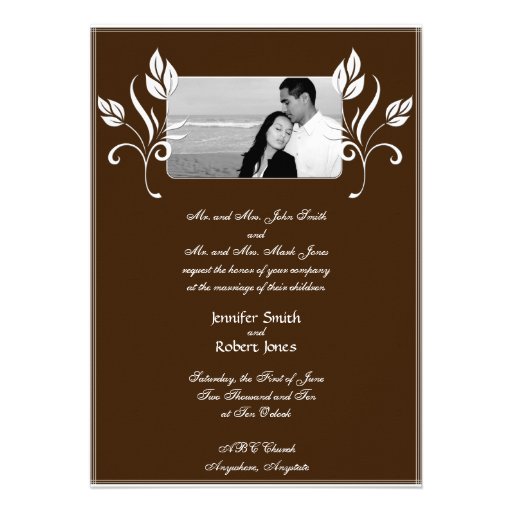Chocolate Brown with White Floral Accents Invitation