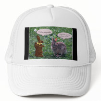 Chocolate Bunny talking to a real bunny rabbit hats by toots1 Chocolate Bunny talking to a real bunny rabbit hats