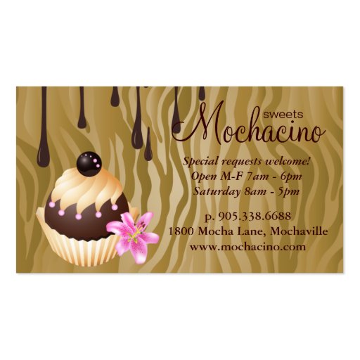 Chocolate Business Card Bakery Cupcake Caramel (back side)