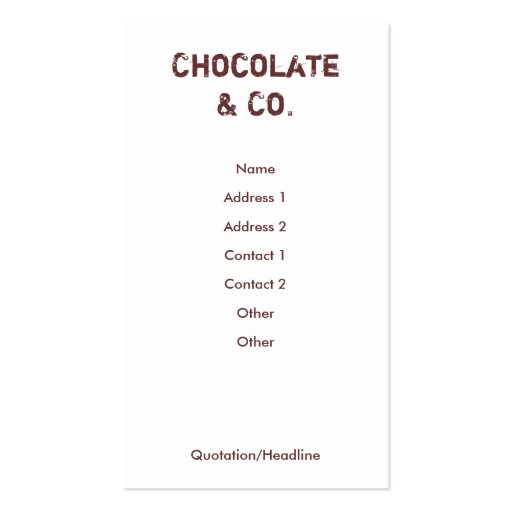 Chocolate Business Cards (back side)