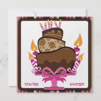 Chocolate Cake & Candles Party Invitation invitation