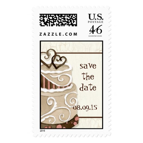 Chocolate Cake Save the Date Invitation Postage stamp