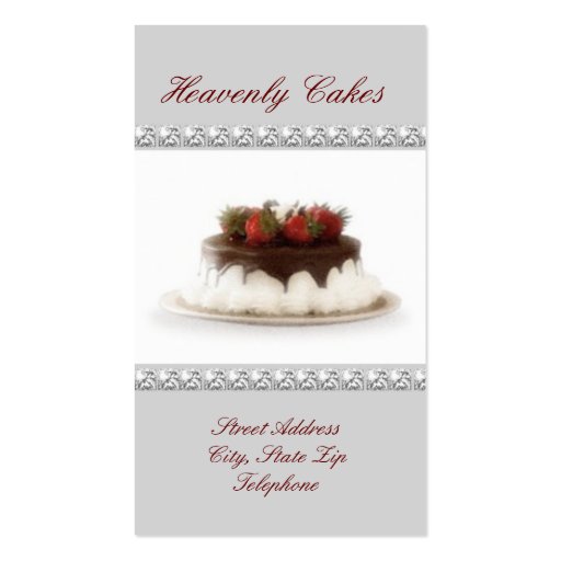 Chocolate Cake with Diamonds Accent Business Cards (front side)