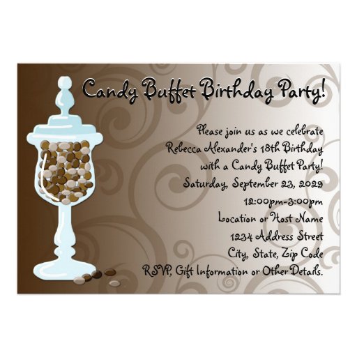 Chocolate Candy Buffet Bar, Urn of Sweets Invitations