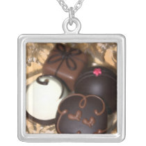 Chocolate Candy Valentines Day Silver Necklace