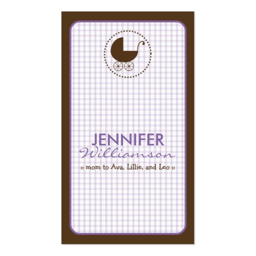 Chocolate Carriage Mommy Calling Card: lavender Business Cards (front side)