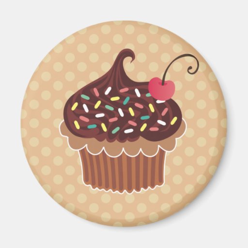 Chocolate & Cherry Cupcake Fridge Magnets