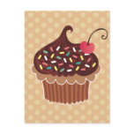 Chocolate & Cherry Cupcake Postcard