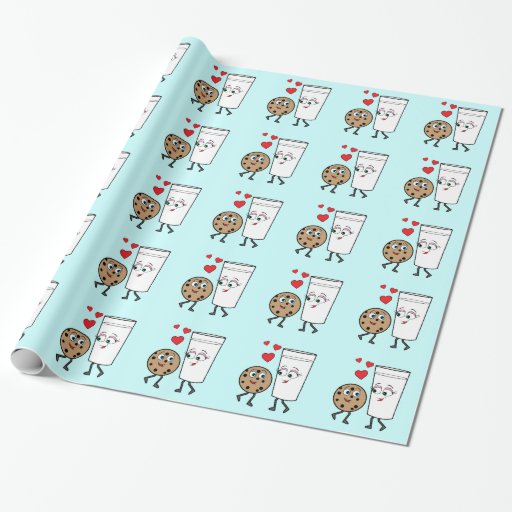 Chocolate Chip Cookie and Milk Wrapping Paper Zazzle