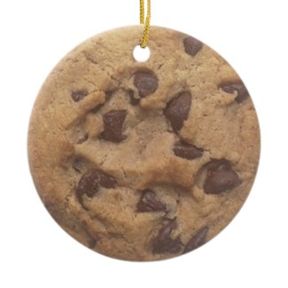 Chocolate chip cookie christmas tree ornament
