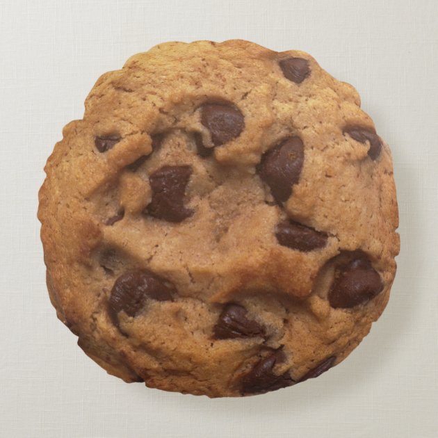 Chocolate Chip Cookie Funny Look Round Pillow-0