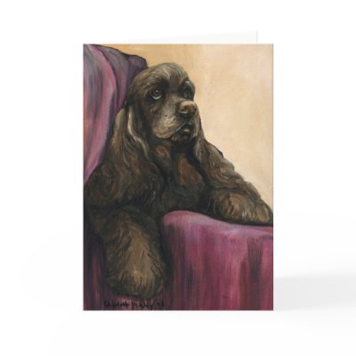 "Chocolate Cocker Spaniel" Art Greeting Card by CharlottesWebArt