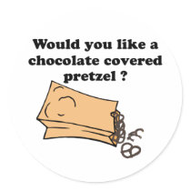 chocolate covered pretzels round sticker