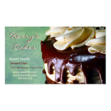 Chocolate Cream Cake Green Business Card
