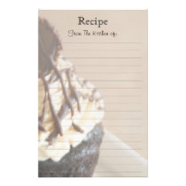 Chocolate Cupcake Lined Recipe Stationery