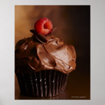 Chocolate Cupcake with a Raspberry topping Posters