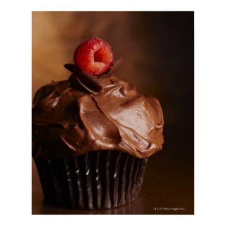 Chocolate Cupcake with a Raspberry topping Posters