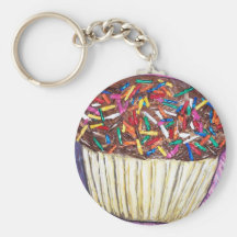 "Chocolate Cupcake With Sprinkles" Key Chains