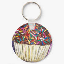 "Chocolate Cupcake With Sprinkles" keychains