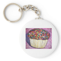 "Chocolate Cupcake With Sprinkles" keychains