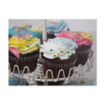 Chocolate cupcakes on a cake stand 2 post card