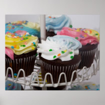 Chocolate cupcakes on a cake stand 2 print