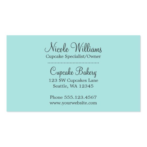 Chocolate Cupcakes Pink Vanilla Frosting Business Cards (back side)