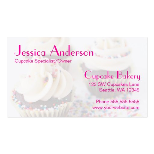 Chocolate Cupcakes Sprinkles Vanilla Frosting Business Card (back side)