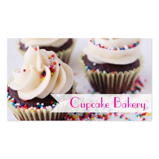 Chocolate Cupcakes Sprinkles Vanilla Frosting Business Card (front side)