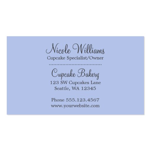 Chocolate Cupcakes Vanilla Frosting Business Cards (back side)