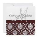 Chocolate Damask Monogram Wedding Invitation invitation