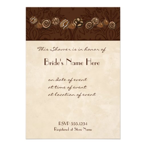 Chocolate Damask Swirl Batchelorette Party Invite