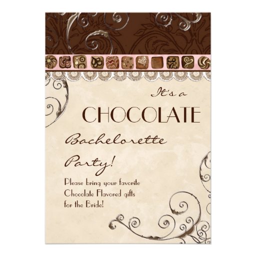 Chocolate Damask Swirl Batchelorette Party Invite