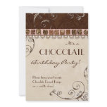 Chocolate Damask Swirl Birthday Party Invitation