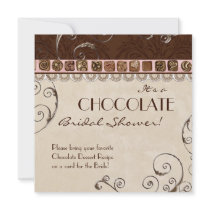 Chocolate Damask Swirl Bridal Shower Invitation