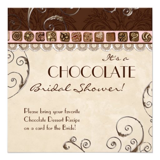 Chocolate Damask Swirl Bridal Shower Invitation