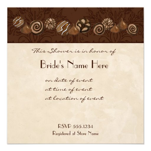 Chocolate Damask Swirl Bridal Shower Invitation