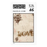 Chocolate Damask Swirl Rose Save the Date Postage postage