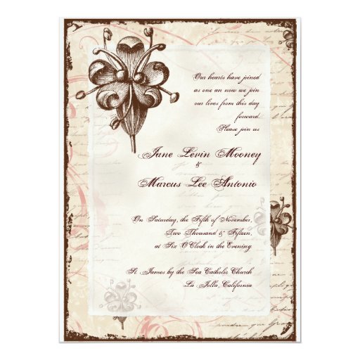 Chocolate Damask Swirl Wedding Card Invite Zazzle