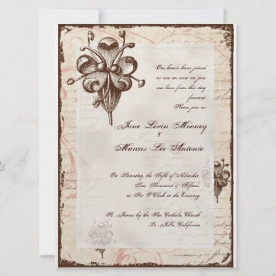 Chocolate Damask Swirl Wedding Card Invite by AudreyJeanne