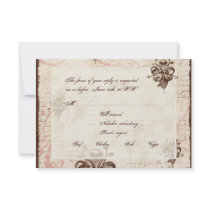 Chocolate Damask Swirl Wedding Response RSVP Card Custom Announcements