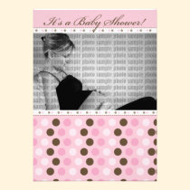 Chocolate Darling Pink Dots Baby Shower Invitation invitations