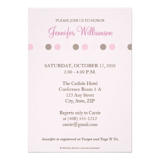 Chocolate Darling Pink Dots Baby Shower Invitation