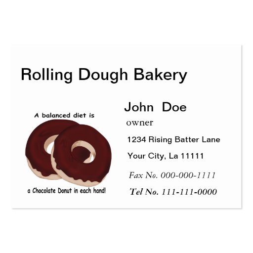 Chocolate Donut Bakery Business Card (front side)