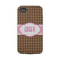 Chocolate Dots & Pink Sash iPhone4 Case Iphone 4 Tough Cases