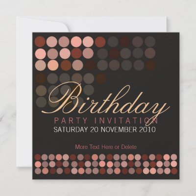 Chocolate Dots Stylish Disco Party Birthday Invita Invitations