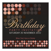 Chocolate Dots Stylish Disco Party Birthday Invita Invitations